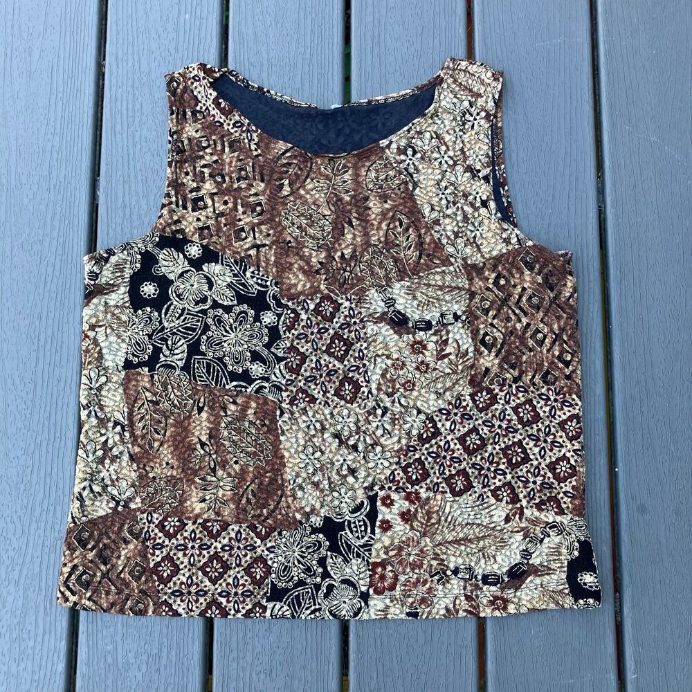 Brown floral patchwork tank top, bohemian boho chic hippie fairycore
